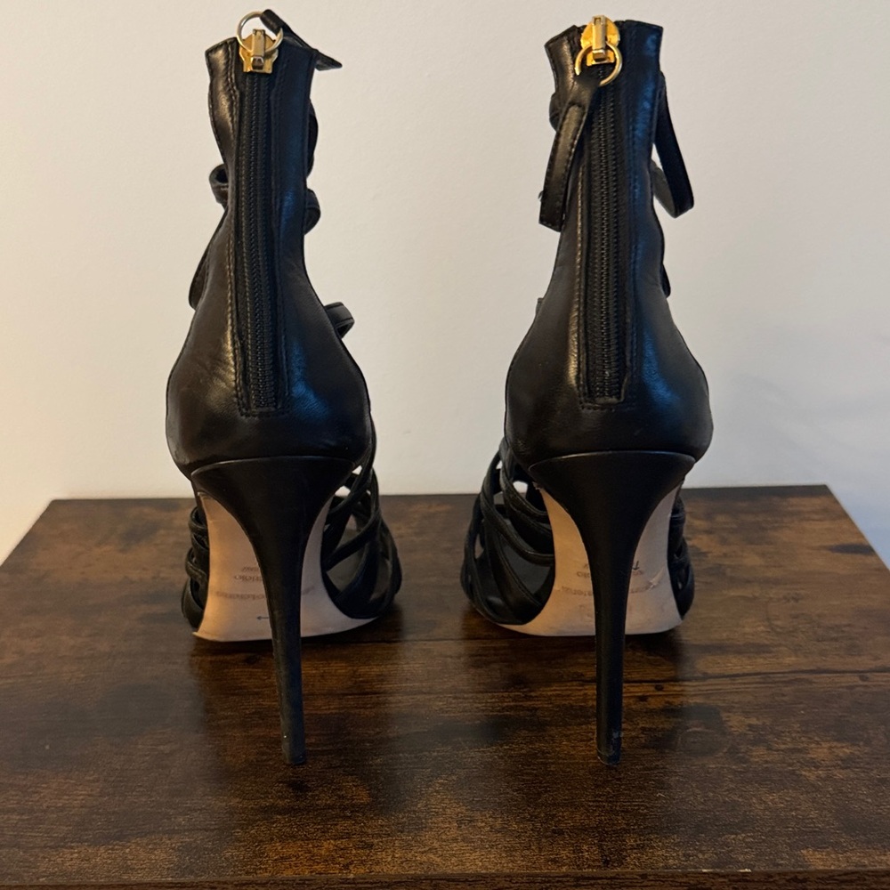 Gianmarco Lorenzi Black Strappy Cage High-Heel Sandals - Picture 5 of 6